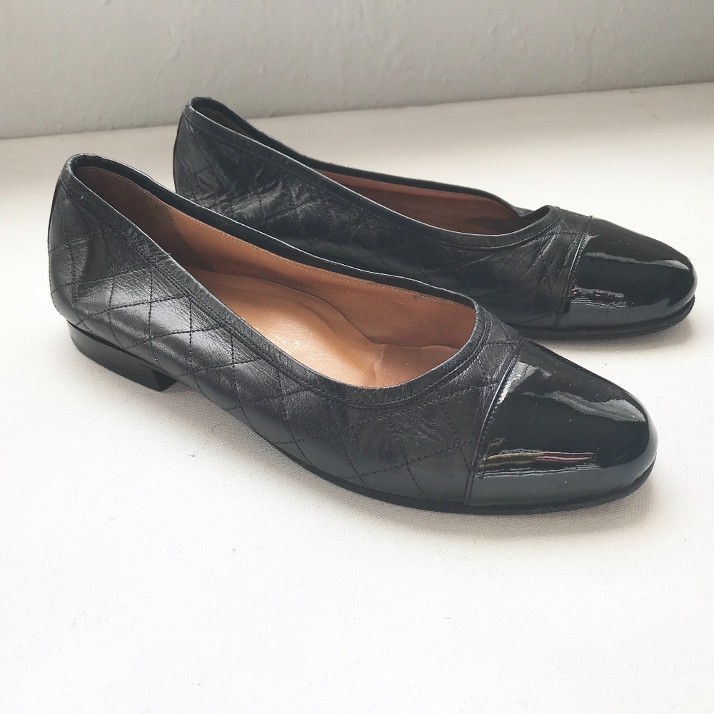 Quilted leather lambskin two tone Flat shoes 37 7